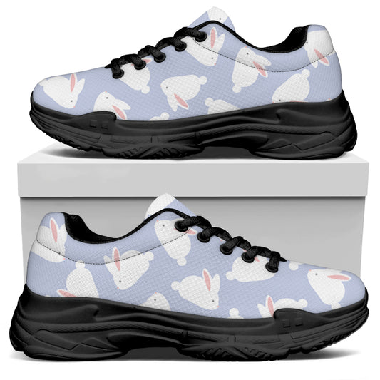 Mini Rabbit Pattern Print Black Chunky Shoes