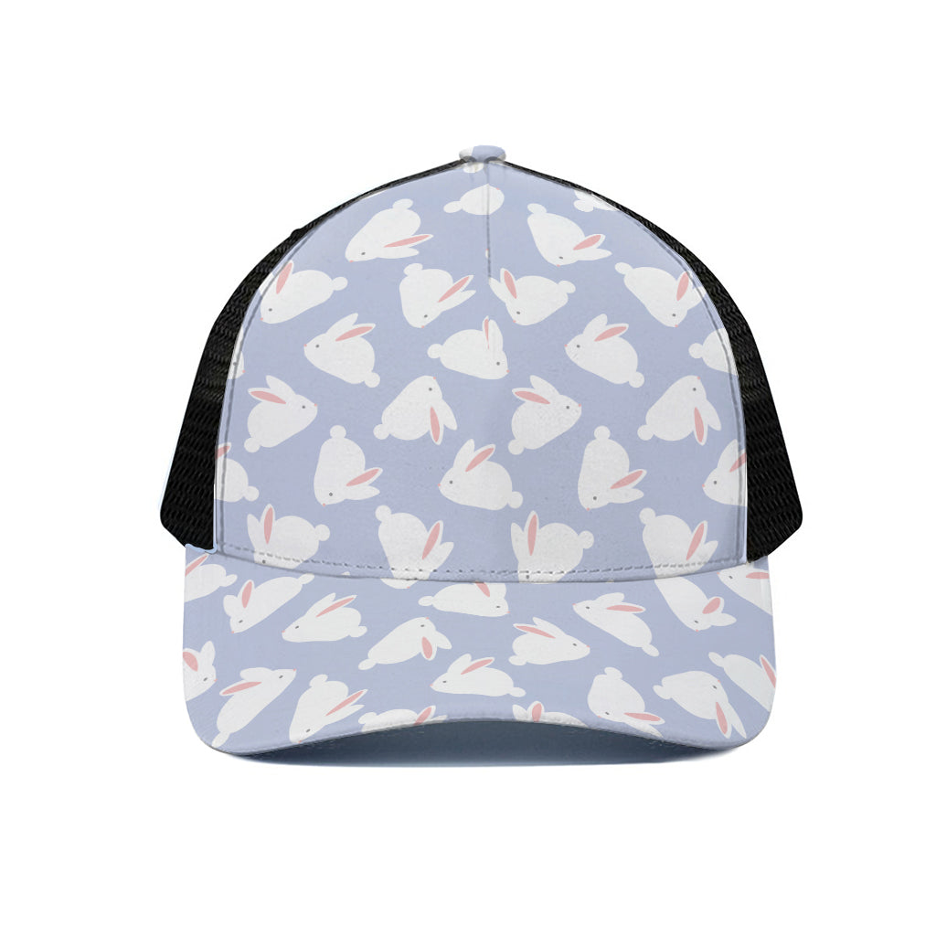 Mini Rabbit Pattern Print Black Mesh Trucker Cap