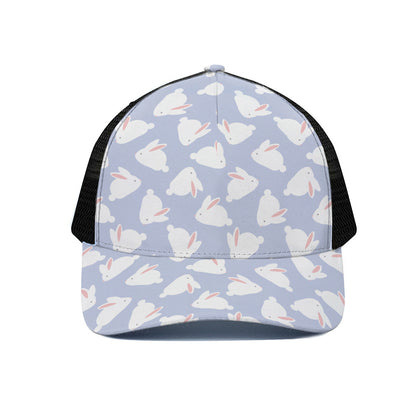 Mini Rabbit Pattern Print Black Mesh Trucker Cap
