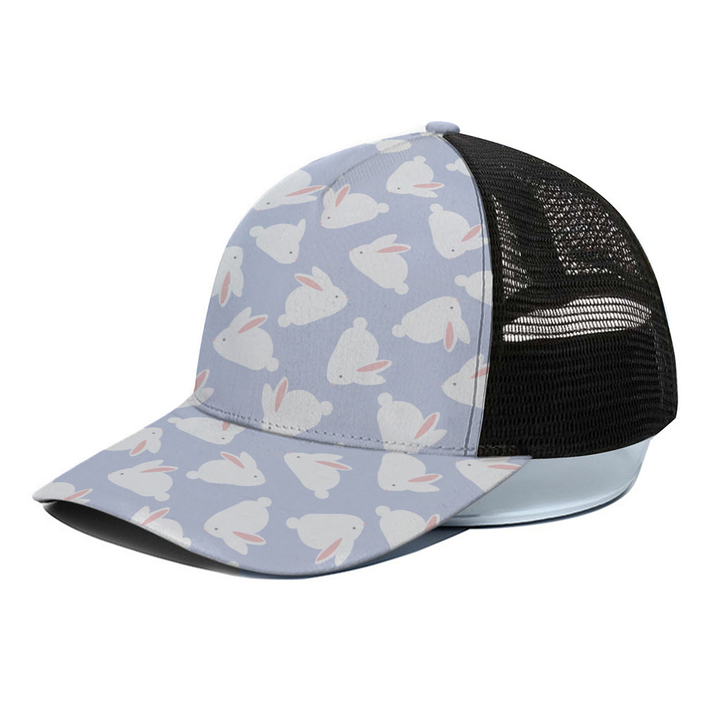 Mini Rabbit Pattern Print Black Mesh Trucker Cap
