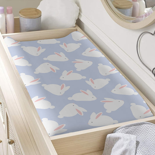 Mini Rabbit Pattern Print Changing Pad Cover