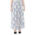 Mini Rabbit Pattern Print Chiffon Maxi Skirt