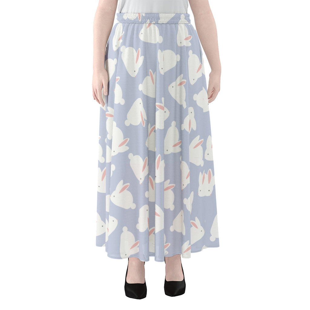 Mini Rabbit Pattern Print Chiffon Maxi Skirt