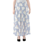 Mini Rabbit Pattern Print Chiffon Maxi Skirt