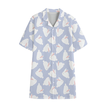 Mini Rabbit Pattern Print Cotton Hawaiian Shirt
