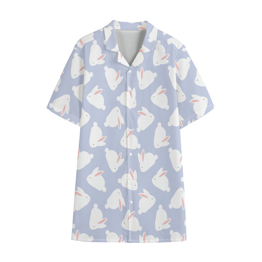 Mini Rabbit Pattern Print Cotton Hawaiian Shirt
