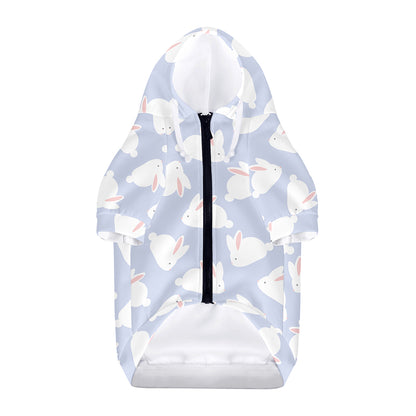Mini Rabbit Pattern Print Dog Zip Up Hoodie