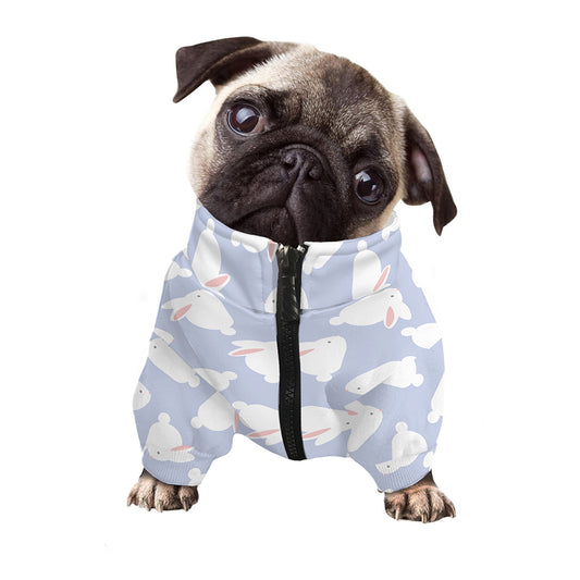 Mini Rabbit Pattern Print Dog Zip Up Jacket