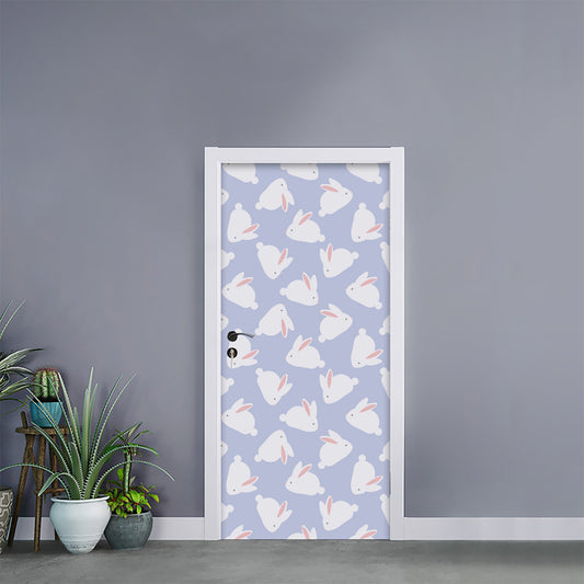 Mini Rabbit Pattern Print Door Sticker