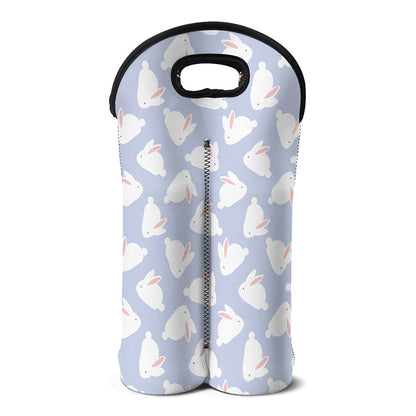 Mini Rabbit Pattern Print Double Neoprene Wine Tote
