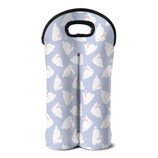 Mini Rabbit Pattern Print Double Neoprene Wine Tote