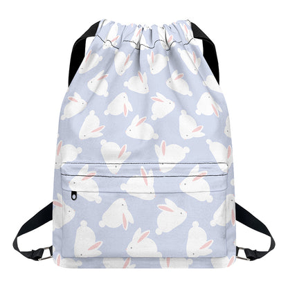 Mini Rabbit Pattern Print Drawstring Backpack