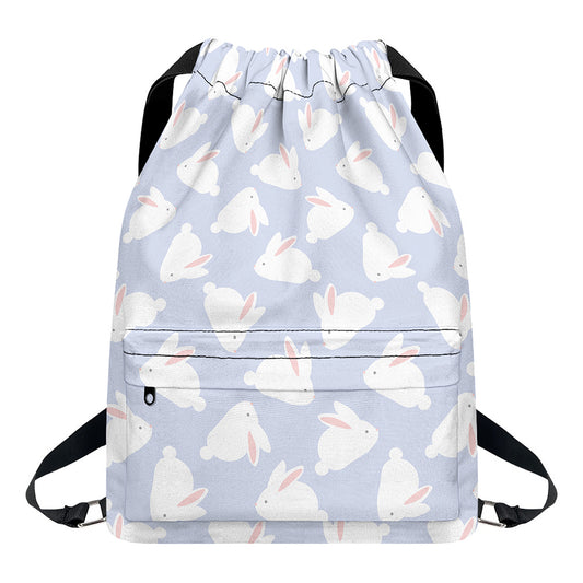 Mini Rabbit Pattern Print Drawstring Backpack