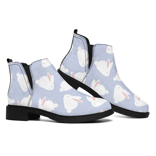 Mini Rabbit Pattern Print Flat Ankle Boots