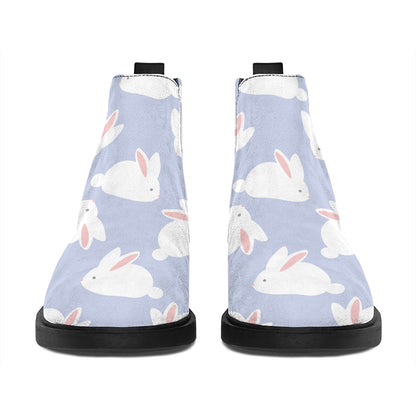 Mini Rabbit Pattern Print Flat Ankle Boots