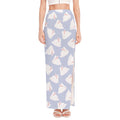 Mini Rabbit Pattern Print High Slit Maxi Skirt