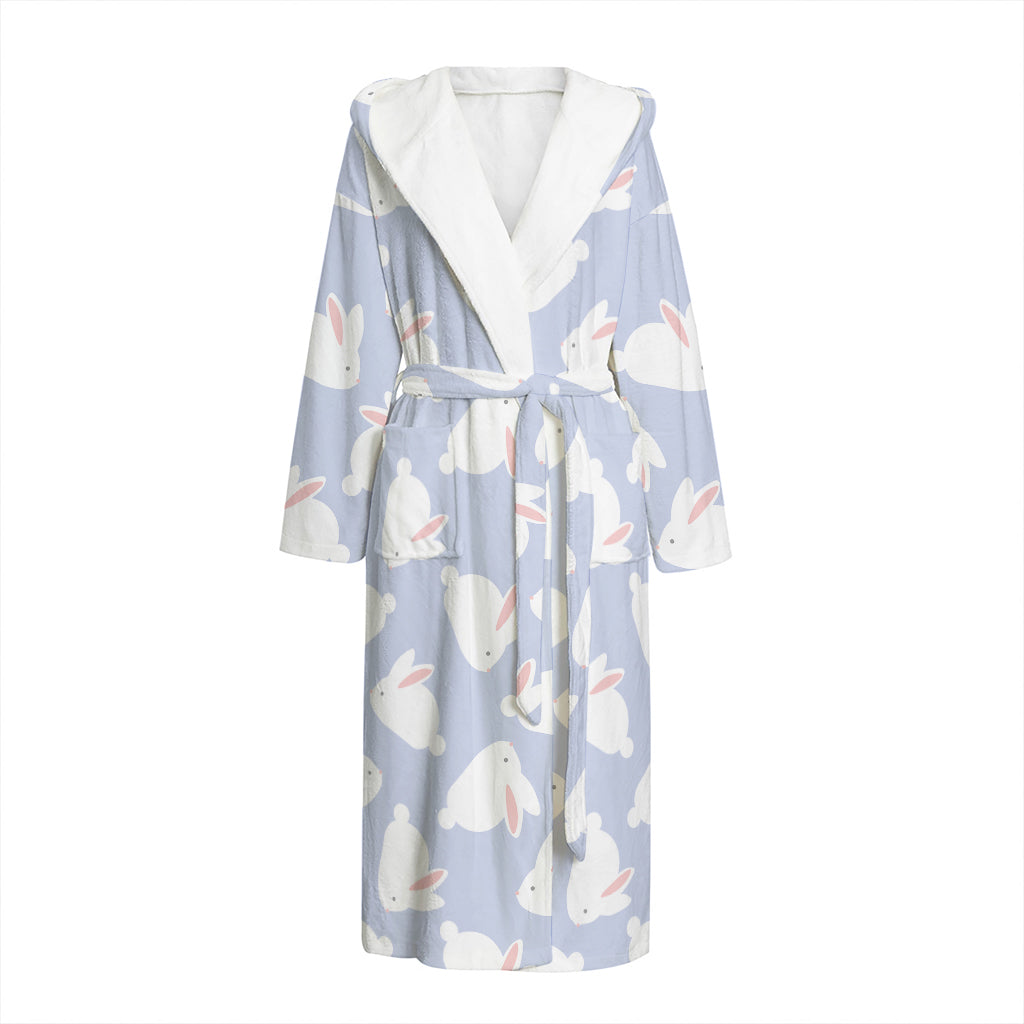 Mini Rabbit Pattern Print Hooded Bathrobe