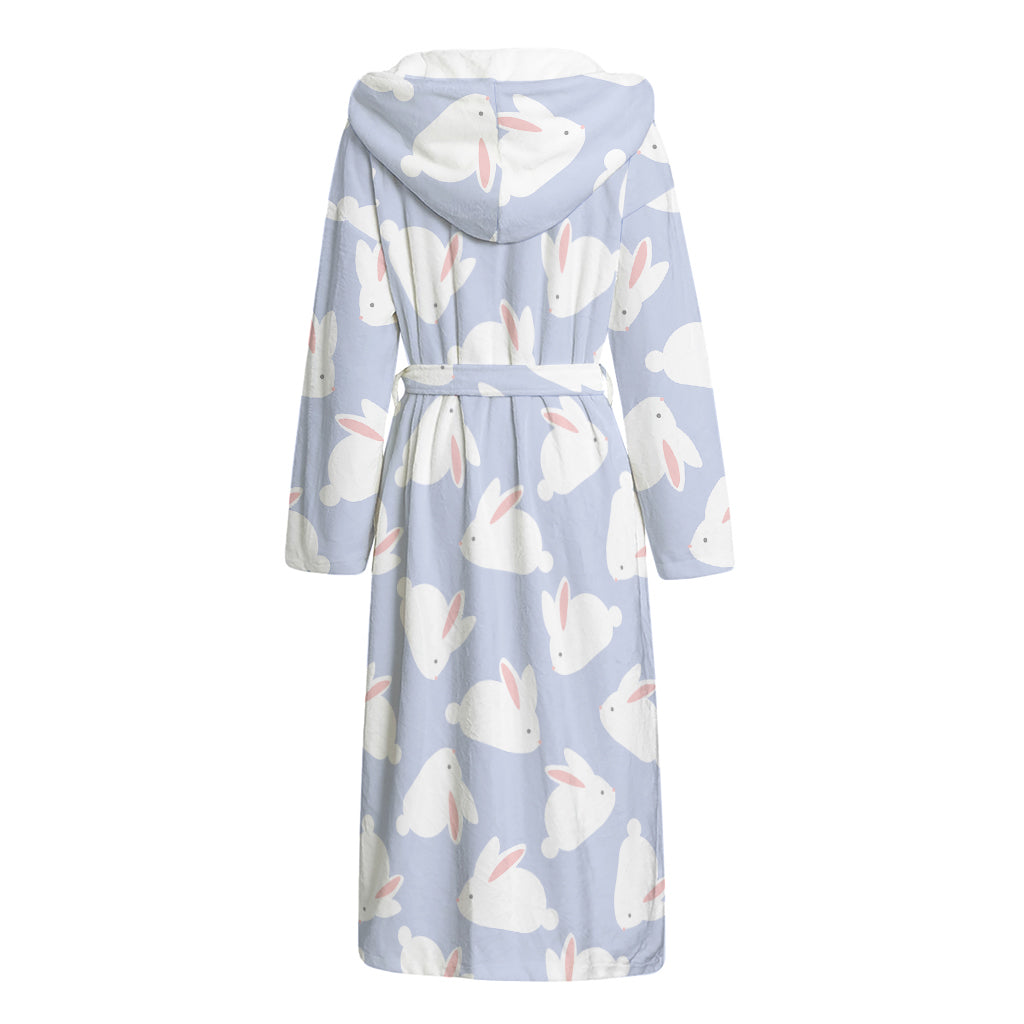 Mini Rabbit Pattern Print Hooded Bathrobe