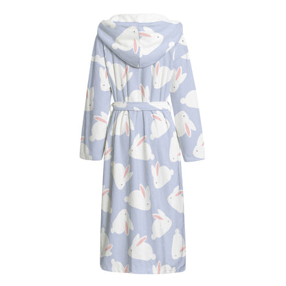 Mini Rabbit Pattern Print Hooded Bathrobe