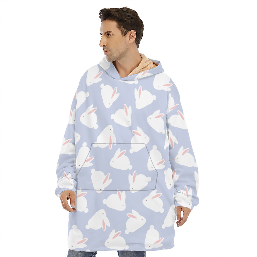 Mini Rabbit Pattern Print Hoodie Blanket