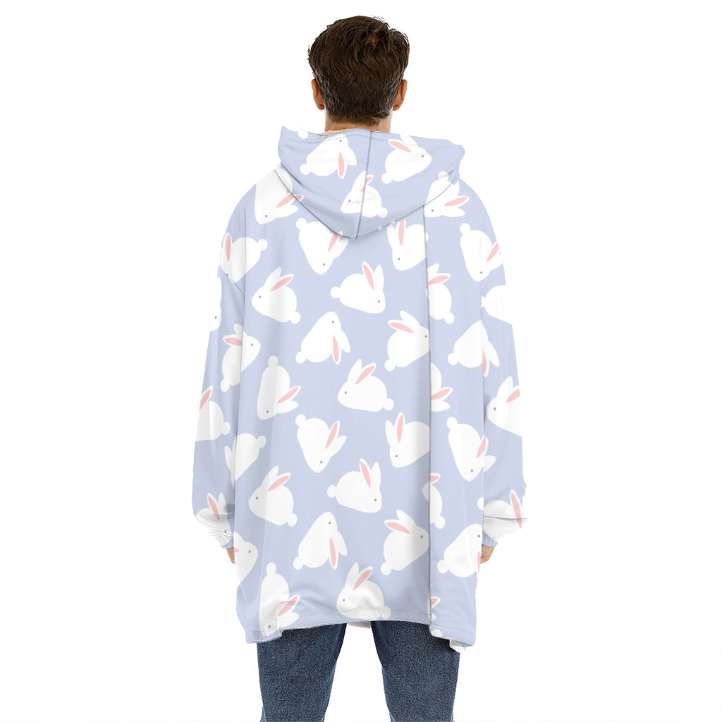 Mini Rabbit Pattern Print Hoodie Blanket
