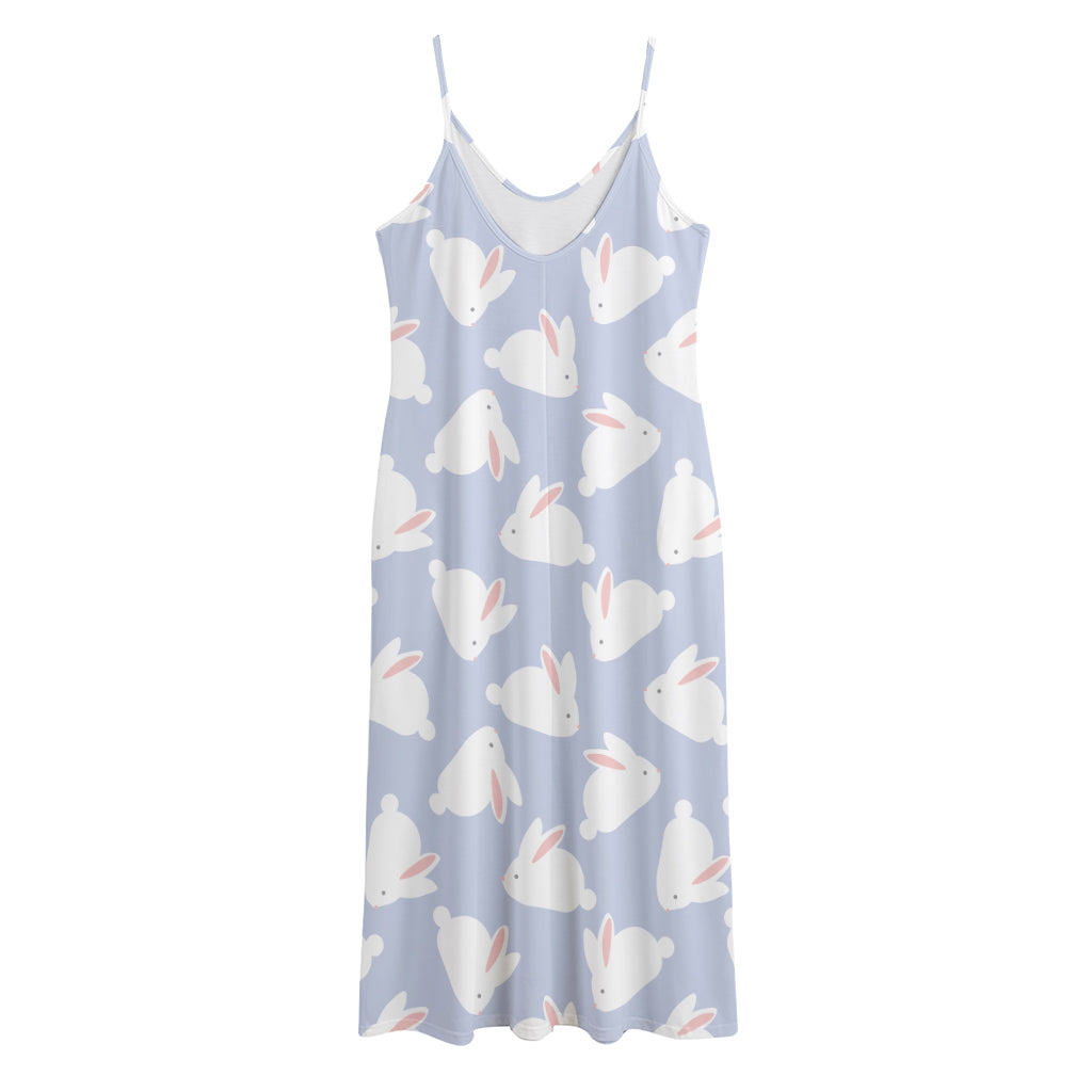 Mini Rabbit Pattern Print Jersey Midi Cami Dress