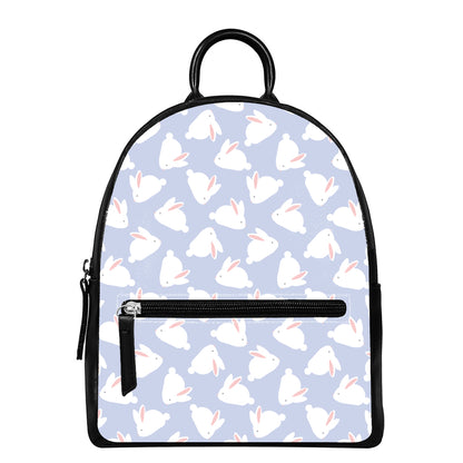 Mini Rabbit Pattern Print Leather Backpack