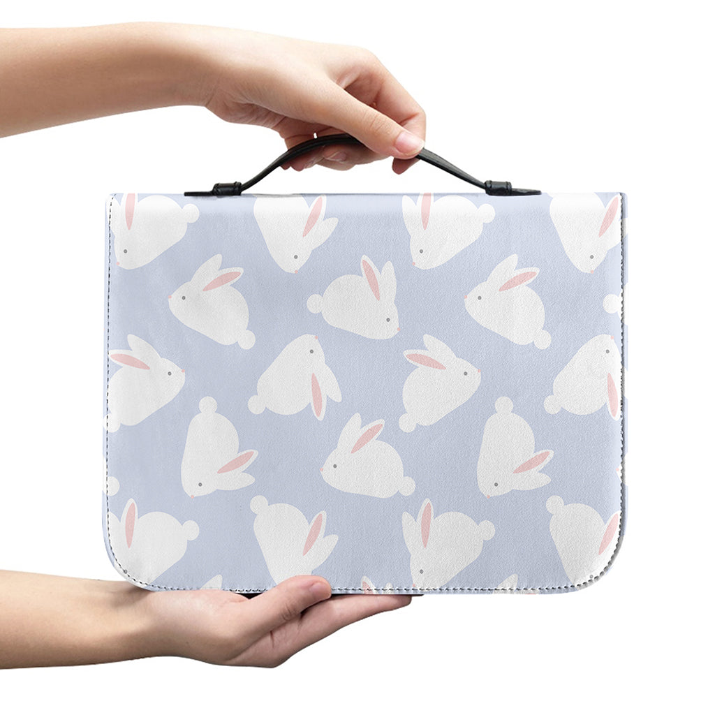 Mini Rabbit Pattern Print Leather Bible Cover