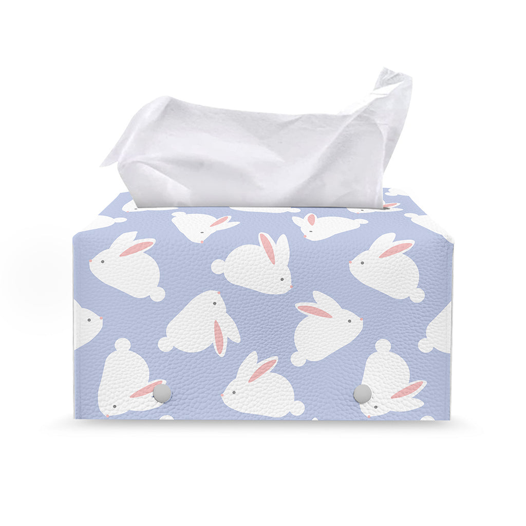 Mini Rabbit Pattern Print Leather Tissue Box Cover