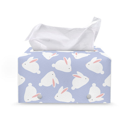Mini Rabbit Pattern Print Leather Tissue Box Cover