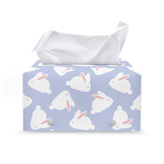Mini Rabbit Pattern Print Leather Tissue Box Cover