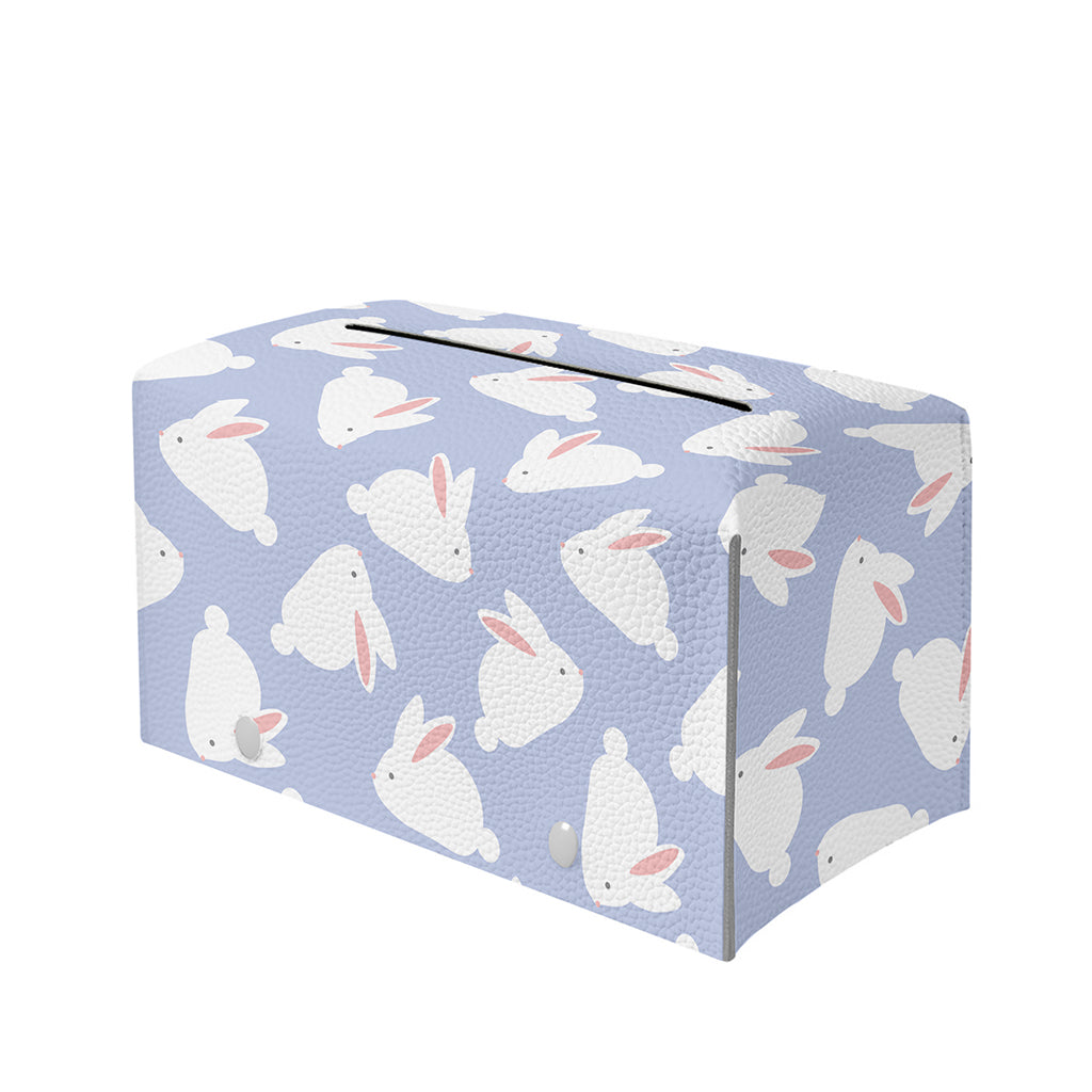 Mini Rabbit Pattern Print Leather Tissue Box Cover
