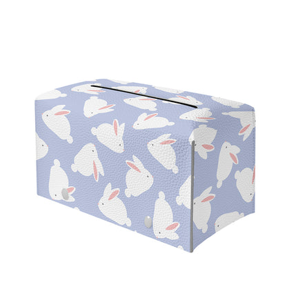 Mini Rabbit Pattern Print Leather Tissue Box Cover