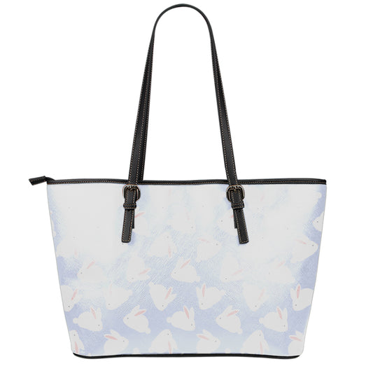 Mini Rabbit Pattern Print Leather Tote Bag