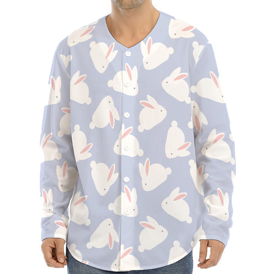 Mini Rabbit Pattern Print Long Sleeve Baseball Jersey