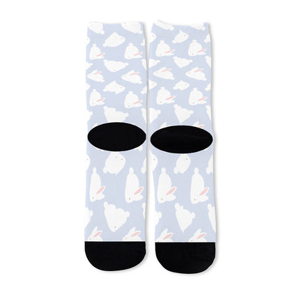 Mini Rabbit Pattern Print Long Socks