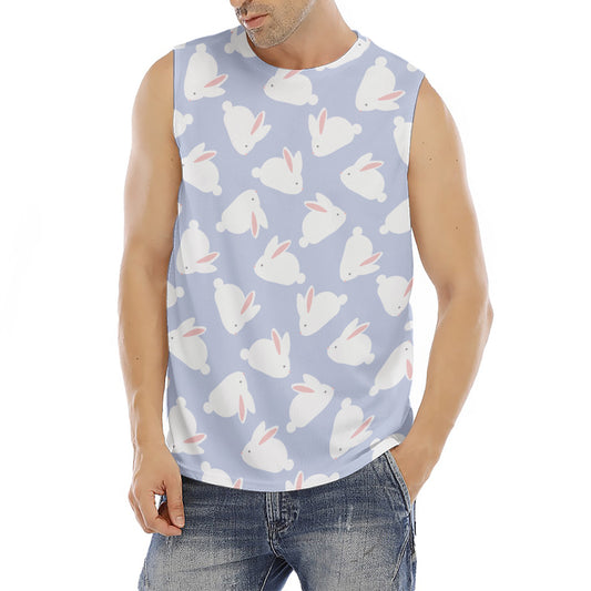 Mini Rabbit Pattern Print Men's Fitness Tank Top