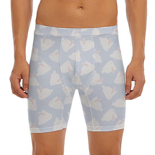 Mini Rabbit Pattern Print Men's Long Boxer Briefs