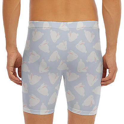 Mini Rabbit Pattern Print Men's Long Boxer Briefs