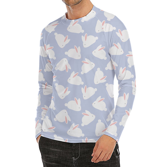 Mini Rabbit Pattern Print Men's Long Sleeve Rash Guard