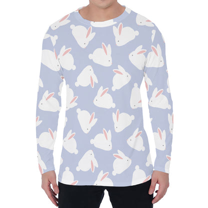 Mini Rabbit Pattern Print Men's Long Sleeve T-Shirt