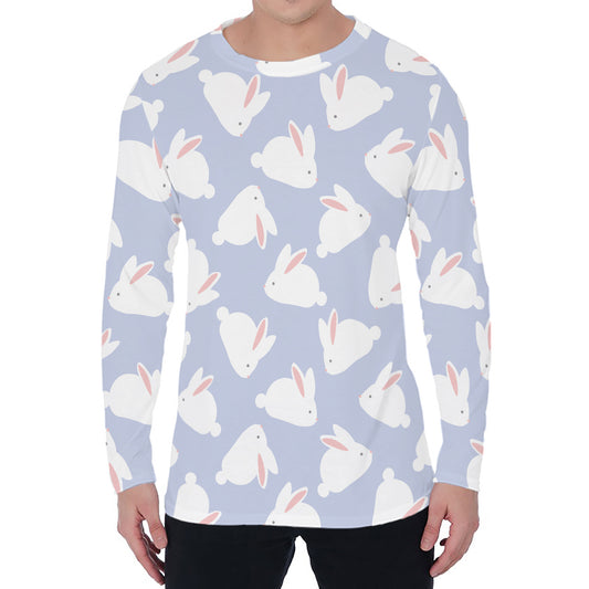 Mini Rabbit Pattern Print Men's Long Sleeve T-Shirt