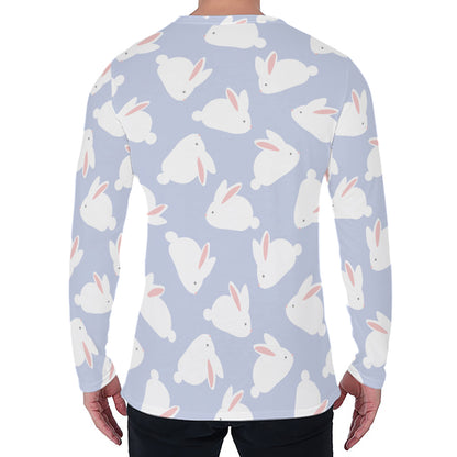Mini Rabbit Pattern Print Men's Long Sleeve T-Shirt