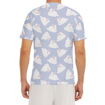 Mini Rabbit Pattern Print Men's Short Sleeve Rash Guard