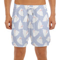 Mini Rabbit Pattern Print Men's Split Running Shorts