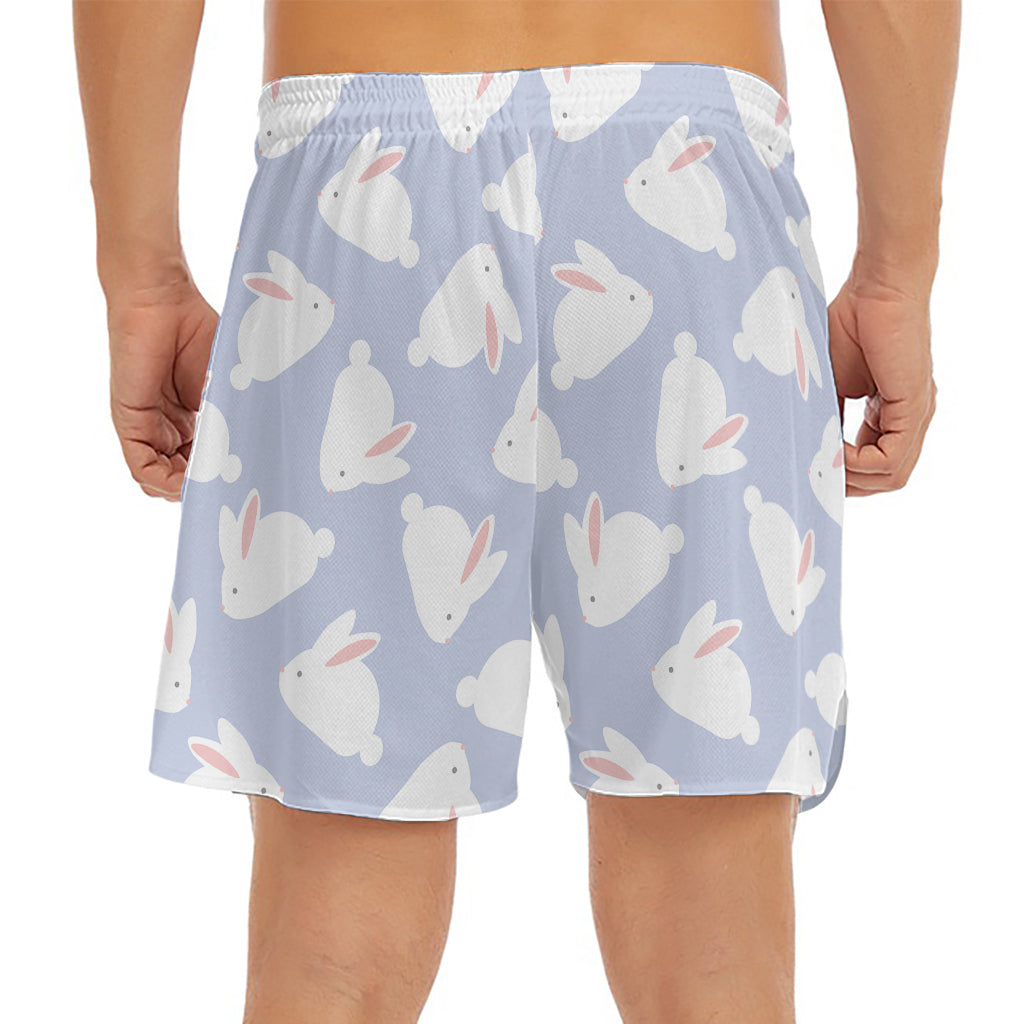 Mini Rabbit Pattern Print Men's Split Running Shorts