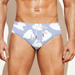 Mini Rabbit Pattern Print Men's Swim Briefs