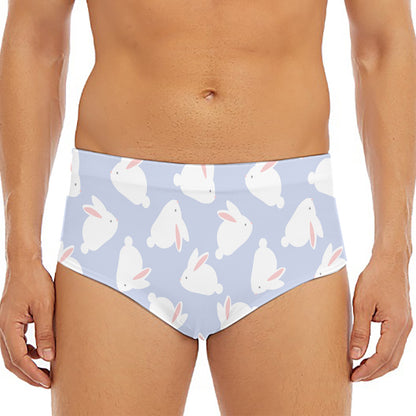 Mini Rabbit Pattern Print Men's Triangle Swim Briefs