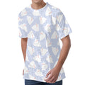 Mini Rabbit Pattern Print Men's Velvet T-Shirt