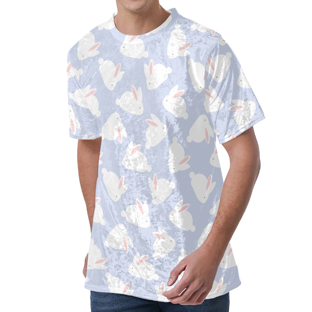 Mini Rabbit Pattern Print Men's Velvet T-Shirt